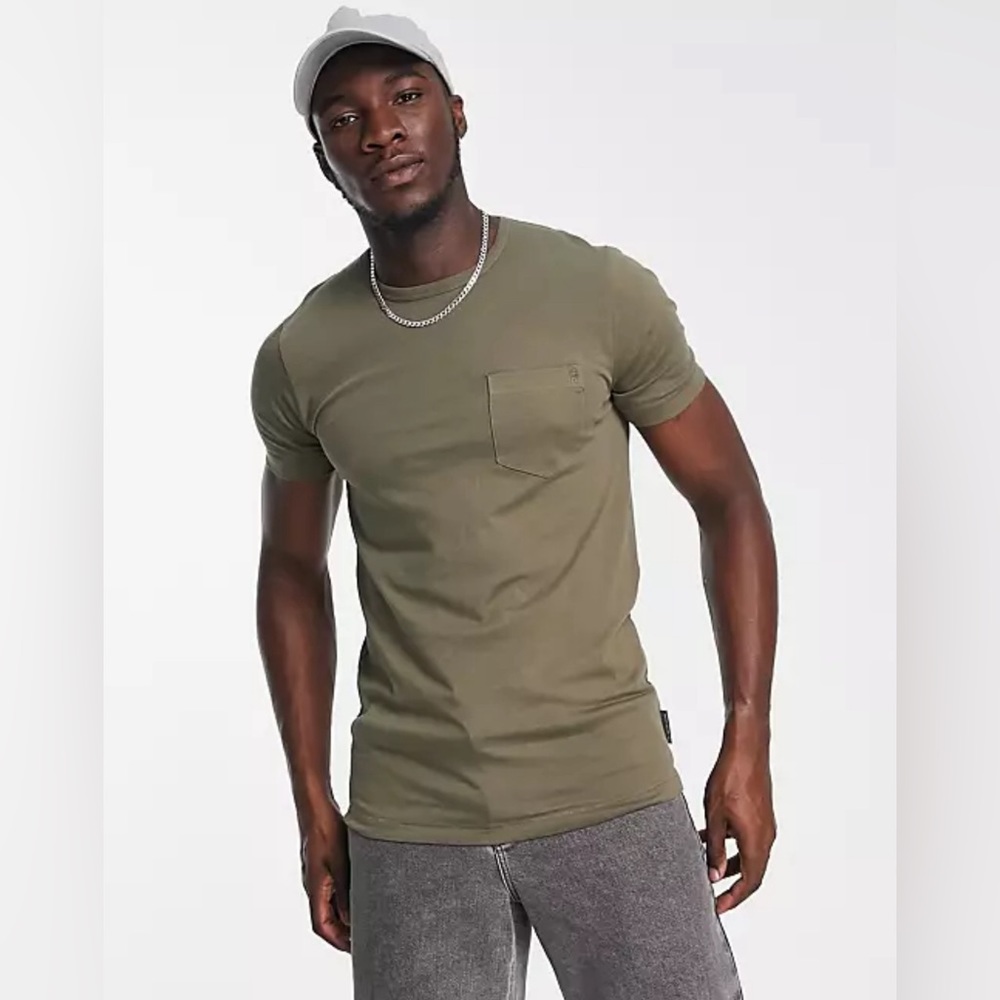 French Connection Tall pocket t-shirt in olive NWT